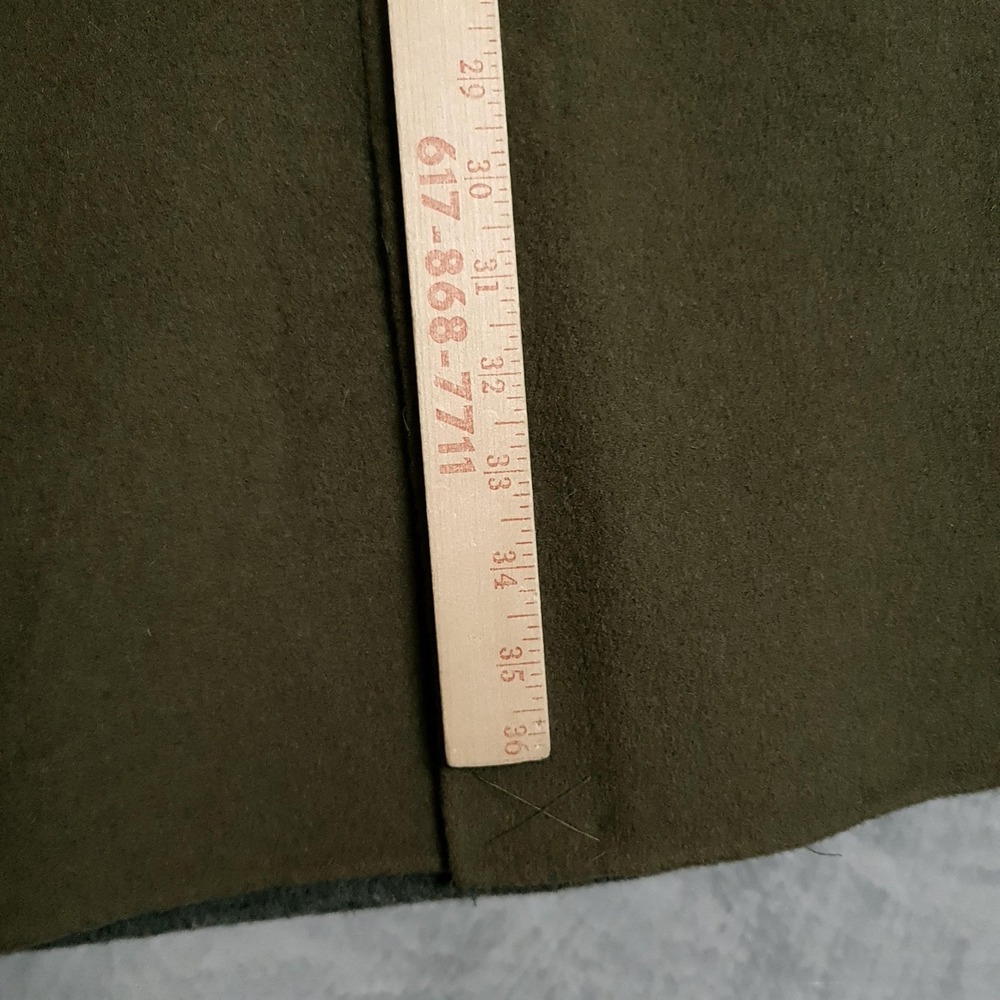 Eileen Fisher Coat Womens M Green Wool Snap Front Collared Mid Length Overcoat - Picture 14 of 16